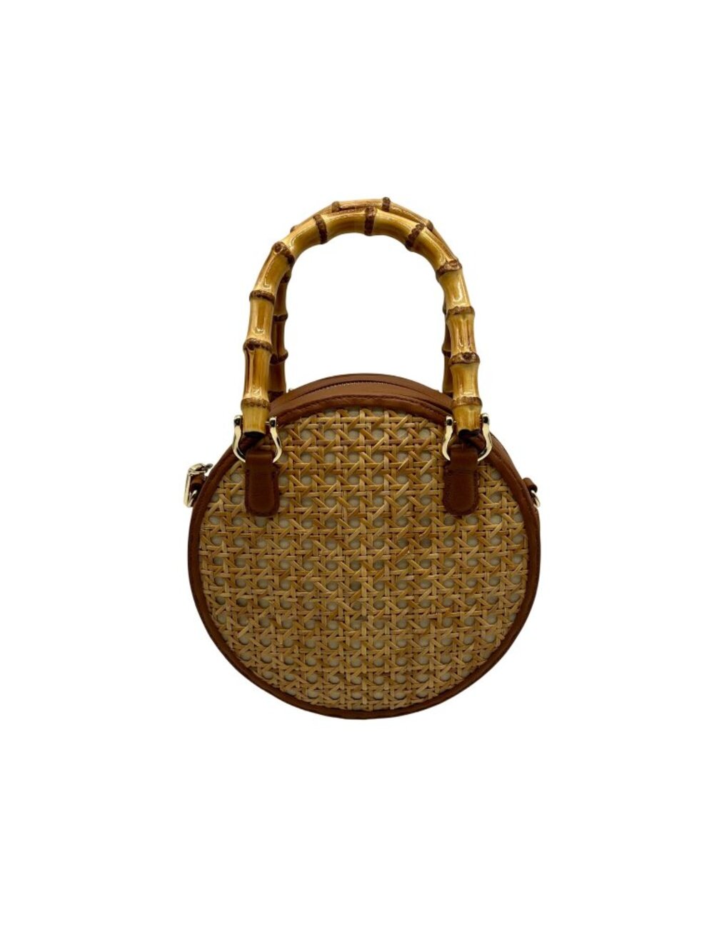 Talbots Tan And Brown Woven Rattan Handbag